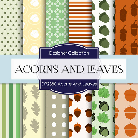 Acorns And Leaves Digital Paper DP2380