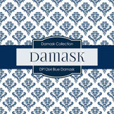 Blue Damask Digital Paper DP1264 - Digital Paper Shop