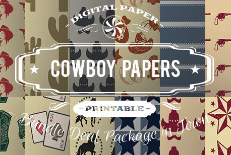Digital Papers - Cowboy Papers Bundle Deal - Digital Paper Shop