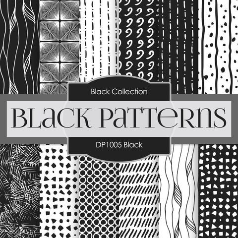 Black Patterns Digital Paper DP1005 - Digital Paper Shop - 1