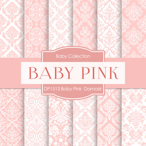 Baby Pink Damask Digital Paper DP1513A - Digital Paper Shop