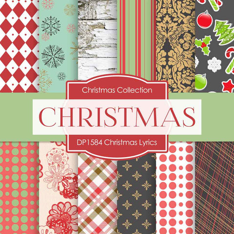 Christmas Lyrics Digital Paper DP1584 - Digital Paper Shop