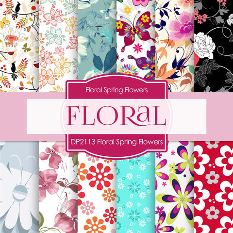 Floral Spring Flowers Digital Paper DP2113 - Digital Paper Shop