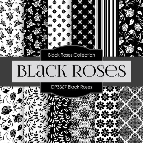 Black Roses Digital Paper DP3367 - Digital Paper Shop