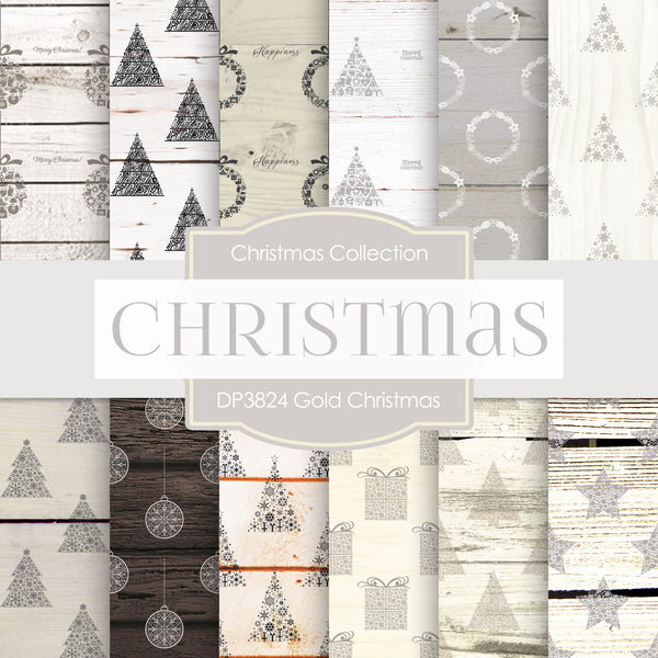 Gold Christmas Digital Paper DP3824