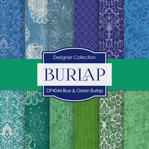 Blue Green Burlap Digital Paper DP4044 - Digital Paper Shop