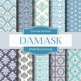 Blue Damask Digital Paper DP449 - Digital Paper Shop