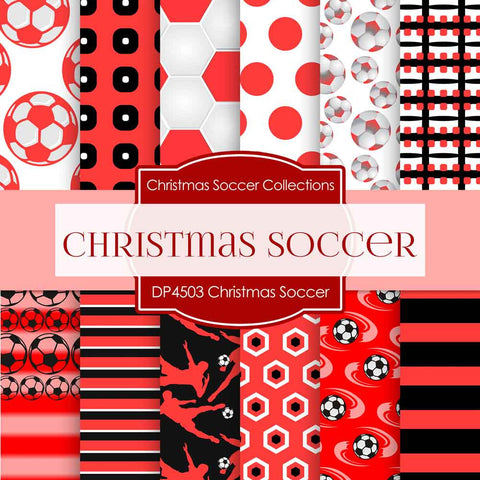 Christmas Soccer Digital Paper DP4503 - Digital Paper Shop