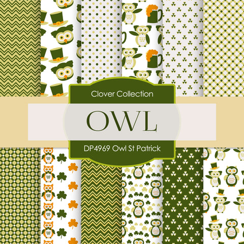 Owl St. Patrick Digital Paper DP4969 - Digital Paper Shop - 1