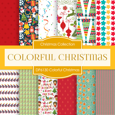 Colorful Christmas Digital Paper DP6130A - Digital Paper Shop