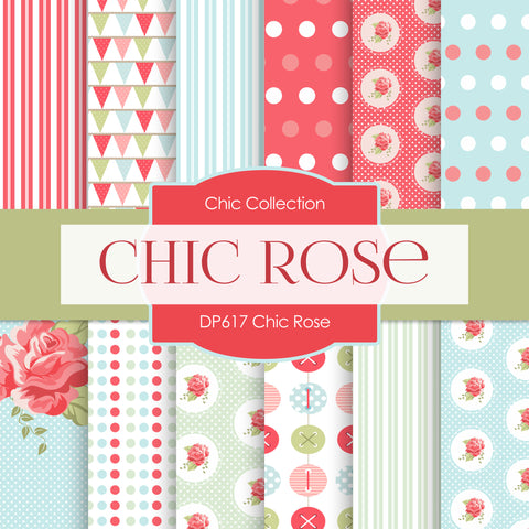 Chic Rose Digital Paper DP617B - Digital Paper Shop - 1