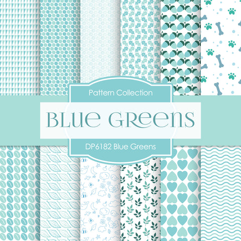 Blue Greens Digital Paper DP6182B - Digital Paper Shop