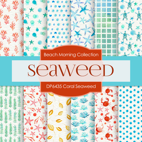 Coral Seaweed Digital Paper DP6435 - Digital Paper Shop