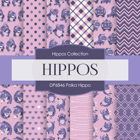 Polka Hippo Digital Paper DP6846 - Digital Paper Shop