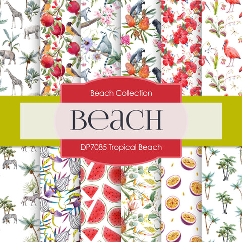 Tropical Beach Digital Paper DP7085 - Digital Paper Shop