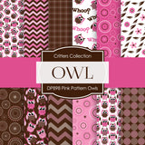 Pink Pattern Owls Digital Paper DP898A - Digital Paper Shop