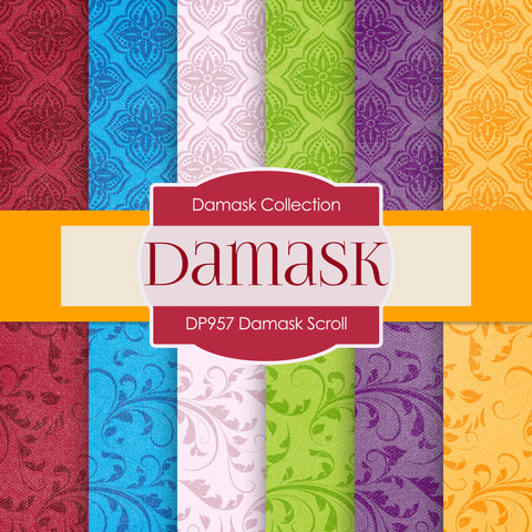 Damask and Scroll Digital Paper DP957 - Digital Paper Shop - 1