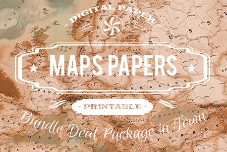 Digital Papers - Maps Patterns Bundle Deal - Digital Paper Shop