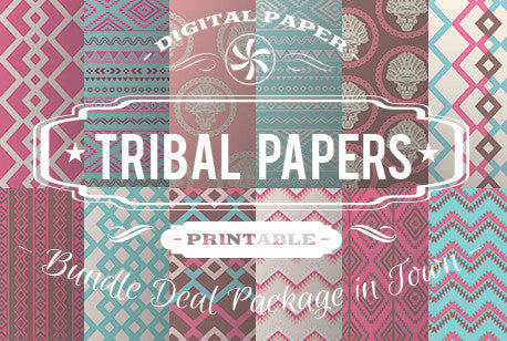 Digital Papers - Tribal Papers Bundle Deal - Digital Paper Shop