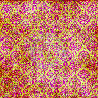 Pink and Gold Damask Paper