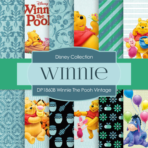 Winnie The Pooh Vintage Digital Paper DP1860B
