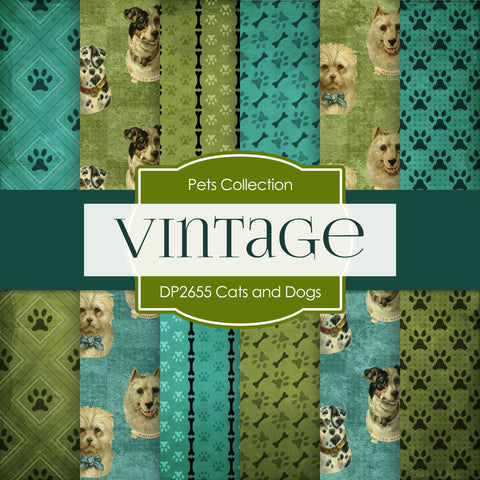 Vintage Cats and Dogs Digital Paper DP2655