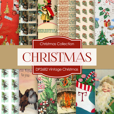 Vintage Christmas Digital Paper DP2682