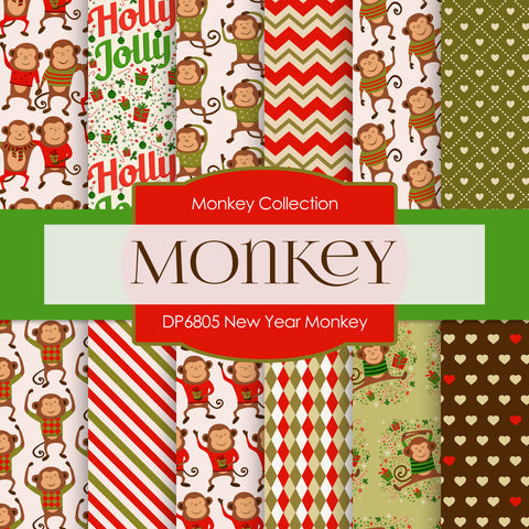 New Year Monkey Digital Paper DP6805