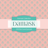 Coral Damask Digital Paper DP3704 - Digital Paper Shop