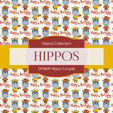 Hippo Couple Digital Paper DP6849 - Digital Paper Shop