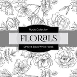 Black White Florals Digital Paper DP6014 - Digital Paper Shop - 2