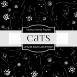 Black Cats Pattern Digital Paper DP4043 - Digital Paper Shop