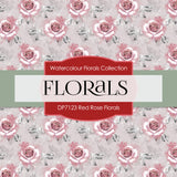 Red Rose Florals Digital Paper DP7123 - Digital Paper Shop