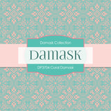 Coral Damask Digital Paper DP3704 - Digital Paper Shop