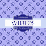 Pink and Navy Whales Digital Paper DP285 - Digital Paper Shop