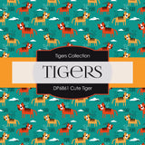 Cute Tiger Digital Paper DP6861 - Digital Paper Shop