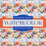 Watercolor Fishes Digital Paper DP6530 - Digital Paper Shop