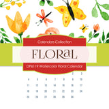 Watercolor Floral Calendar Digital Paper DP6119 - Digital Paper Shop