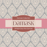 Grey Pink Damask Digital Paper DP3324 - Digital Paper Shop