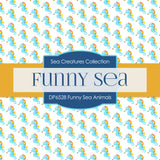 Funny Sea Animals Digital Paper DP6528 - Digital Paper Shop