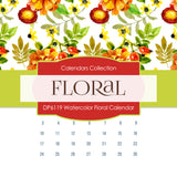 Watercolor Floral Calendar Digital Paper DP6119 - Digital Paper Shop