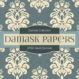 Sepia Damask Digital Paper DP521 - Digital Paper Shop