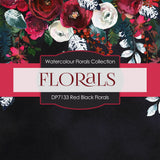 Red Black Florals Digital Paper DP7133 - Digital Paper Shop