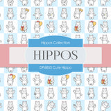 Cute Hippo Digital Paper DP6853 - Digital Paper Shop