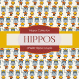 Hippo Couple Digital Paper DP6849 - Digital Paper Shop