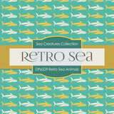 Retro Sea Animals Digital Paper DP6529 - Digital Paper Shop