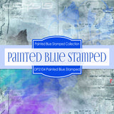 Painted Blue Stamped Texture Digital Paper DP2104 - Digital Paper Shop