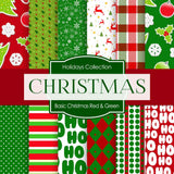 Basic Christmas Red Green Digital Paper DP4027A - Digital Paper Shop