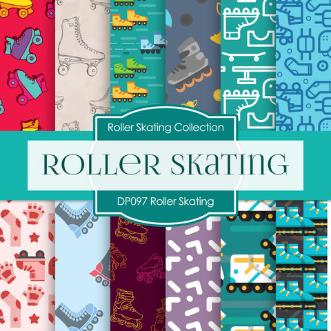Roller Skating Digital Paper DP097A - Digital Paper Shop