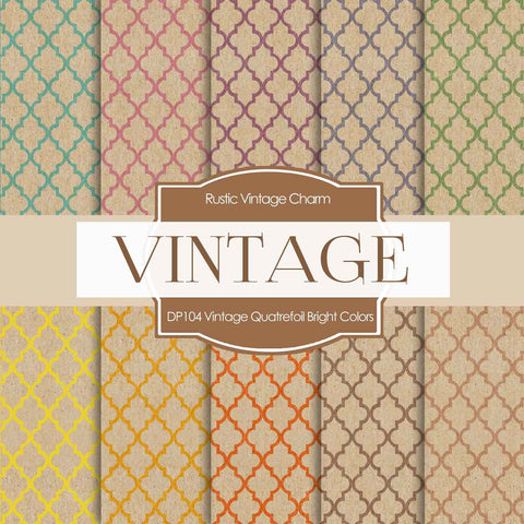 Vintage Quatrefoil Bright Colors Digital Paper DP104 - Digital Paper Shop
